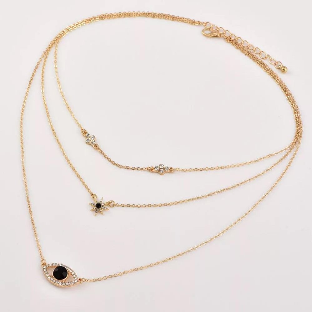 Evil Eye Lucky Turkish Pendant Multi-layer Necklace Chain Choker - Picture 4 of 6